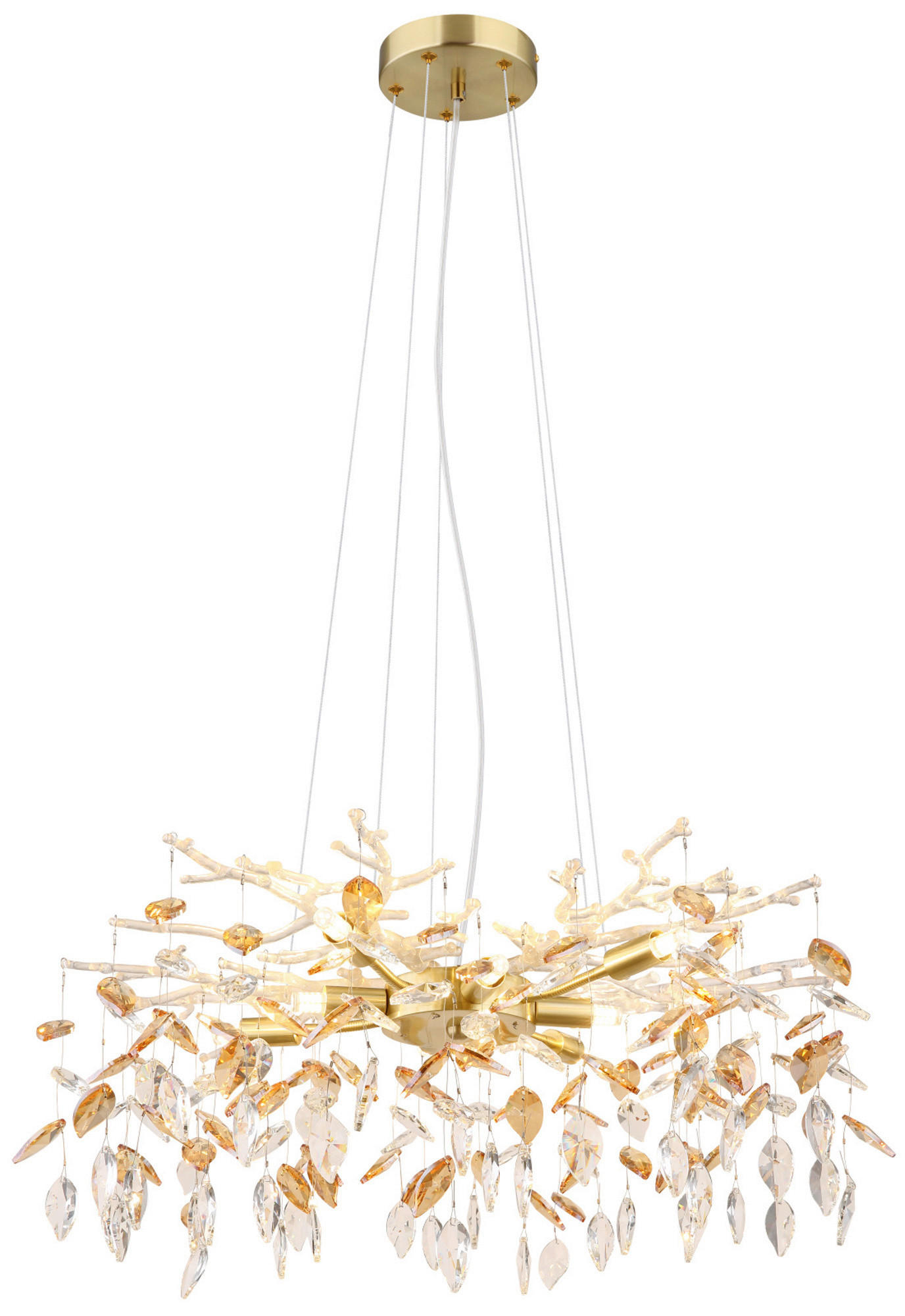KRONLEUCHTER 61/61/120 cm  - Goldfarben/Bernsteinfarben, KONVENTIONELL, Glas/Metall (61/61/120cm) - Globo