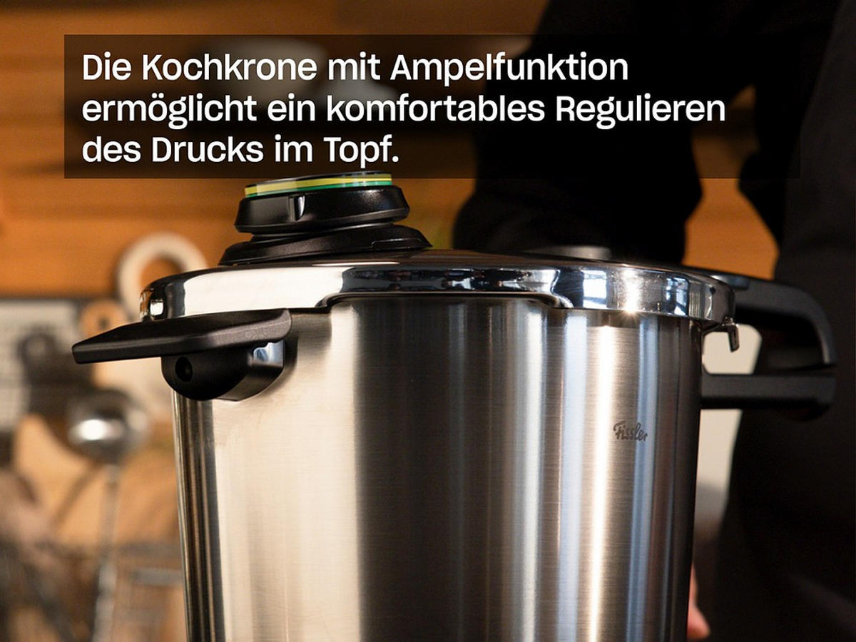SCHNELLKOCHTOPF VITAVIT® PREMIUM satiniert 6.0 L  - Silberfarben, Basics, Metall (22cm) - Fissler