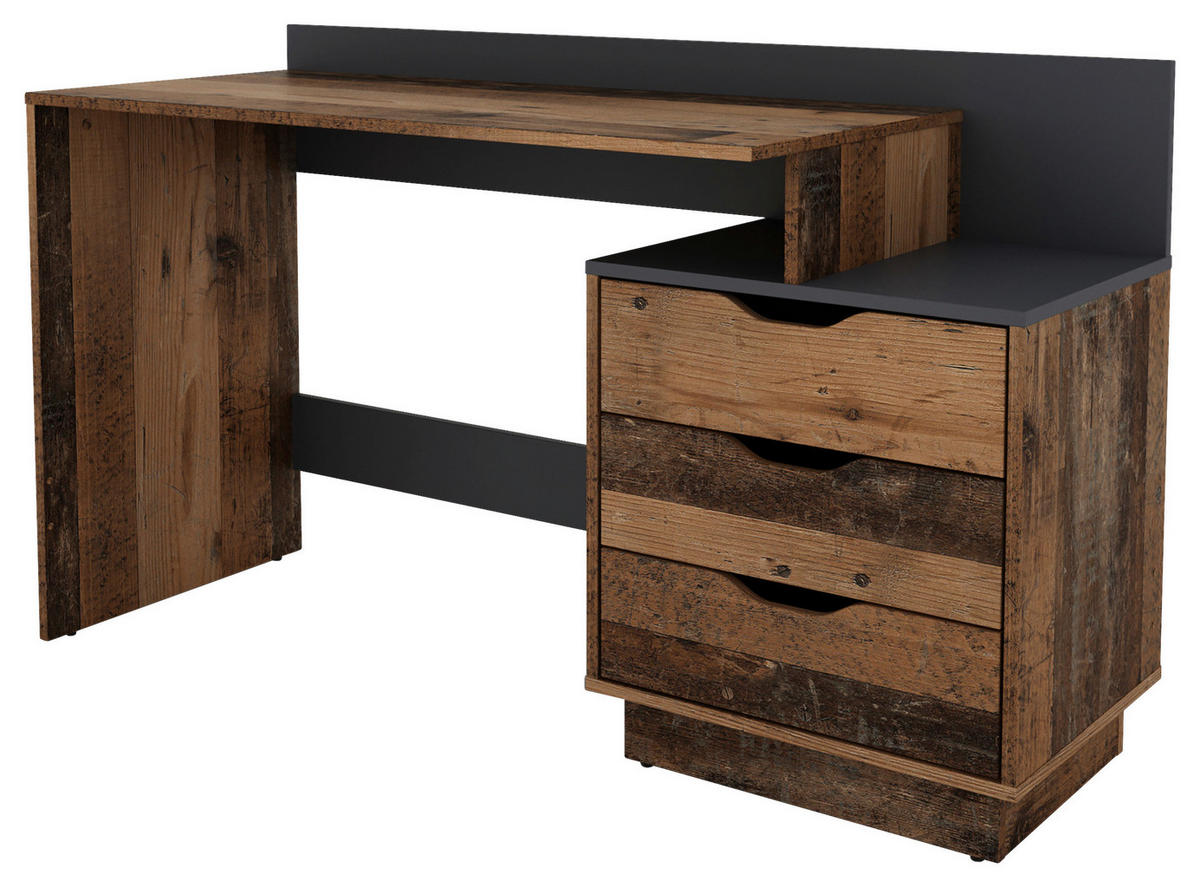 SCHREIBTISCH 138/51,5/83,5 cm  in Anthrazit, Alteiche  - Alteiche/Anthrazit, MODERN, Holzwerkstoff (138/51,5/83,5cm) - MID.YOU