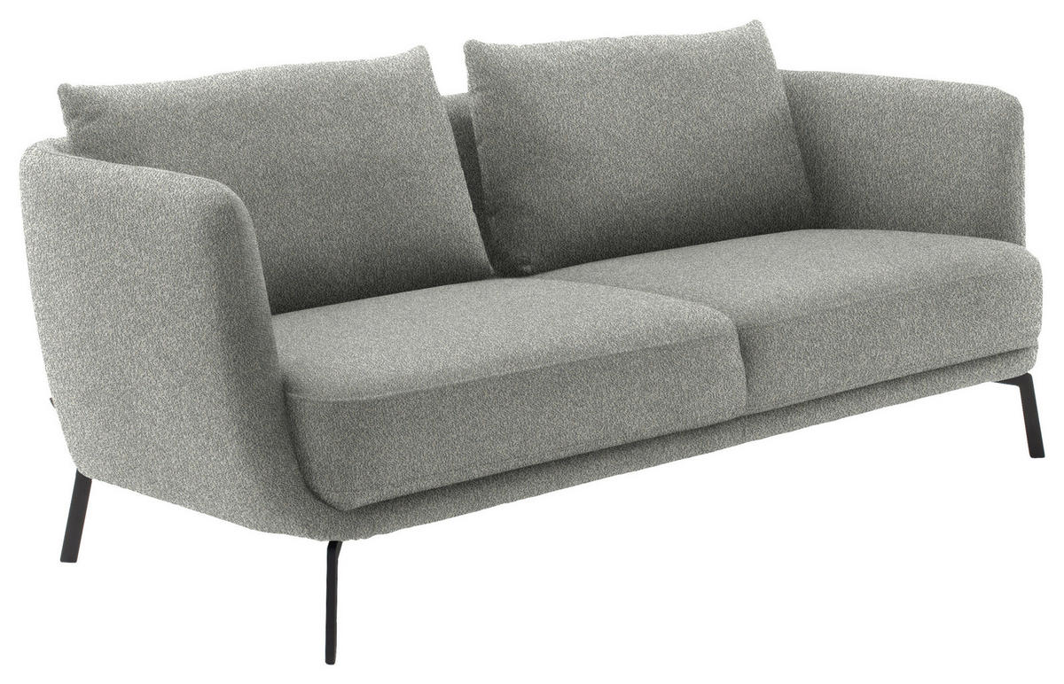 2,5-SITZER  in Flachgewebe Silberfarben  - Silberfarben/Schwarz, Design, Textil/Metall (190/71/91cm) - Schöner Wohnen