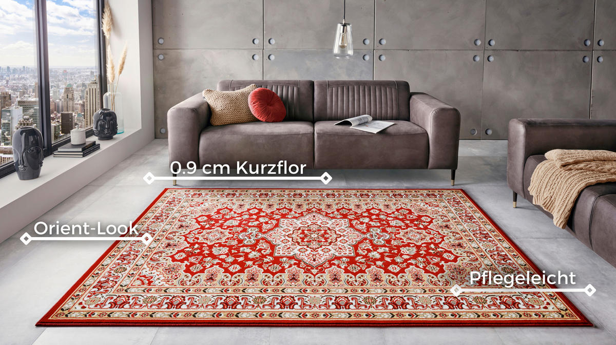 VINTAGE-TEPPICH 160/230 cm Mirkan Multicolor, Rot  - Rot/Multicolor, Basics, Kunststoff/Textil (160/230cm)