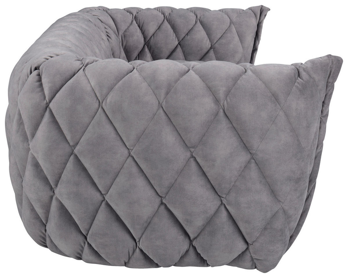 3-SITZER-SOFA Samt Hellgrau  - Hellgrau/Schwarz, Design, Holz/Textil (221/69/96cm)