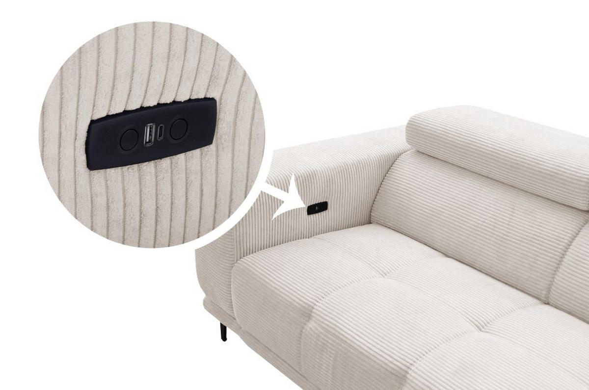 GARNITURA ZA SEDENJE bež  - bež/crna, Moderno, tekstil (210/304cm)