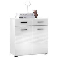 KOMODA, biela, biela s vysokým leskom, 80/83/40 cm - čierna/biela, Design, kompozitné drevo/plast (80/83/40cm)