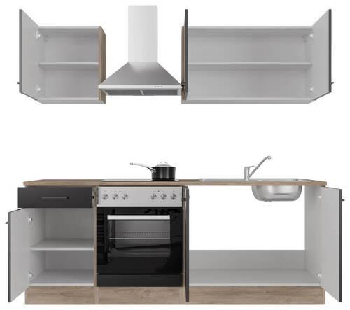 KUCHYNSKÁ LINKA CAPRI 210 - čierna/biela, Modern, kov/kompozitné drevo (210cm) - FlexWell
