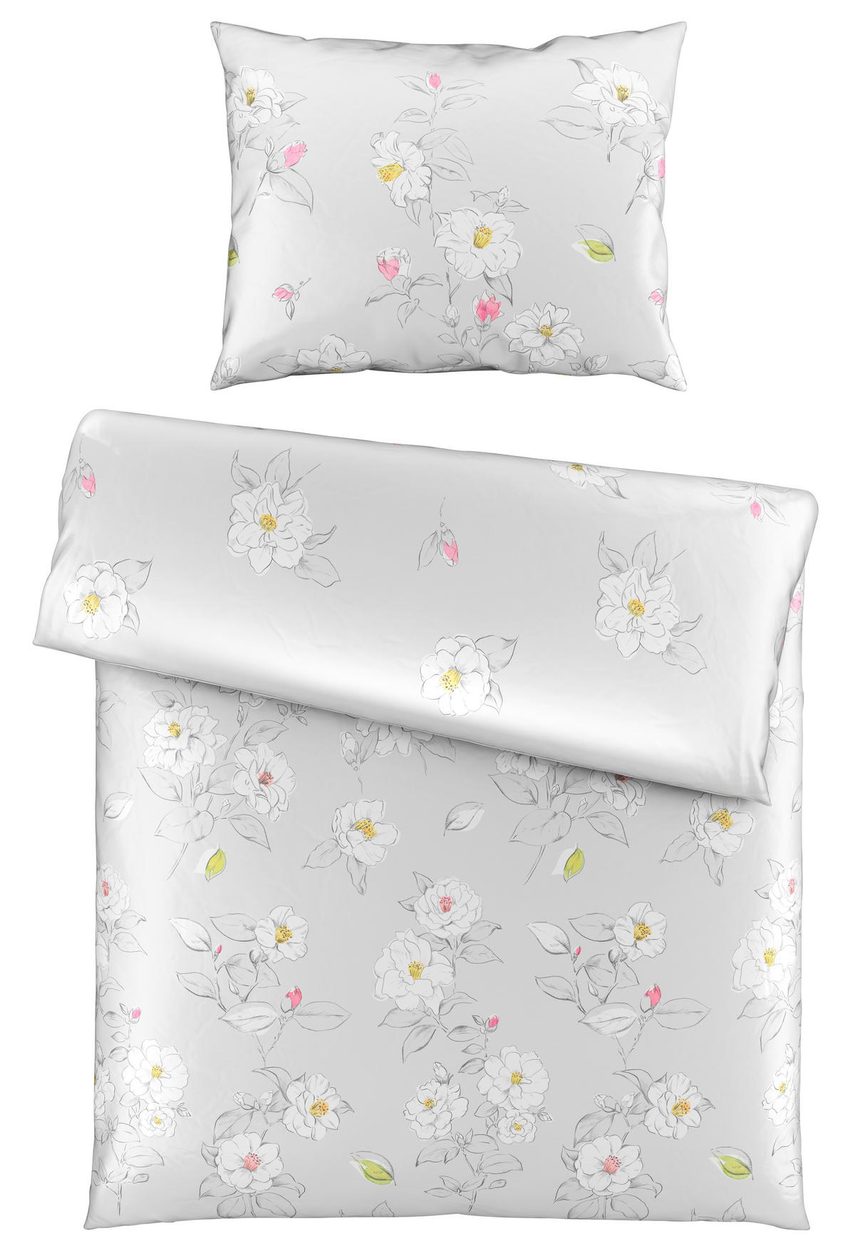 POSTEĽNÁ BIELIZEŇ, satén, strieborná,  - strieborná, Konventionell, textil (140cm) - Esposa