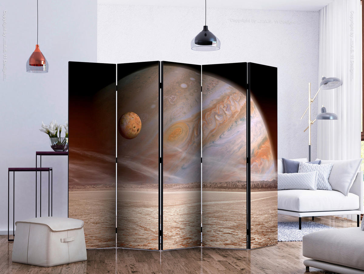PARAVENT mit 5  Flügel - Beige/Sahara, Basics, Holz/Kunststoff (225/172/3cm) - artgeist