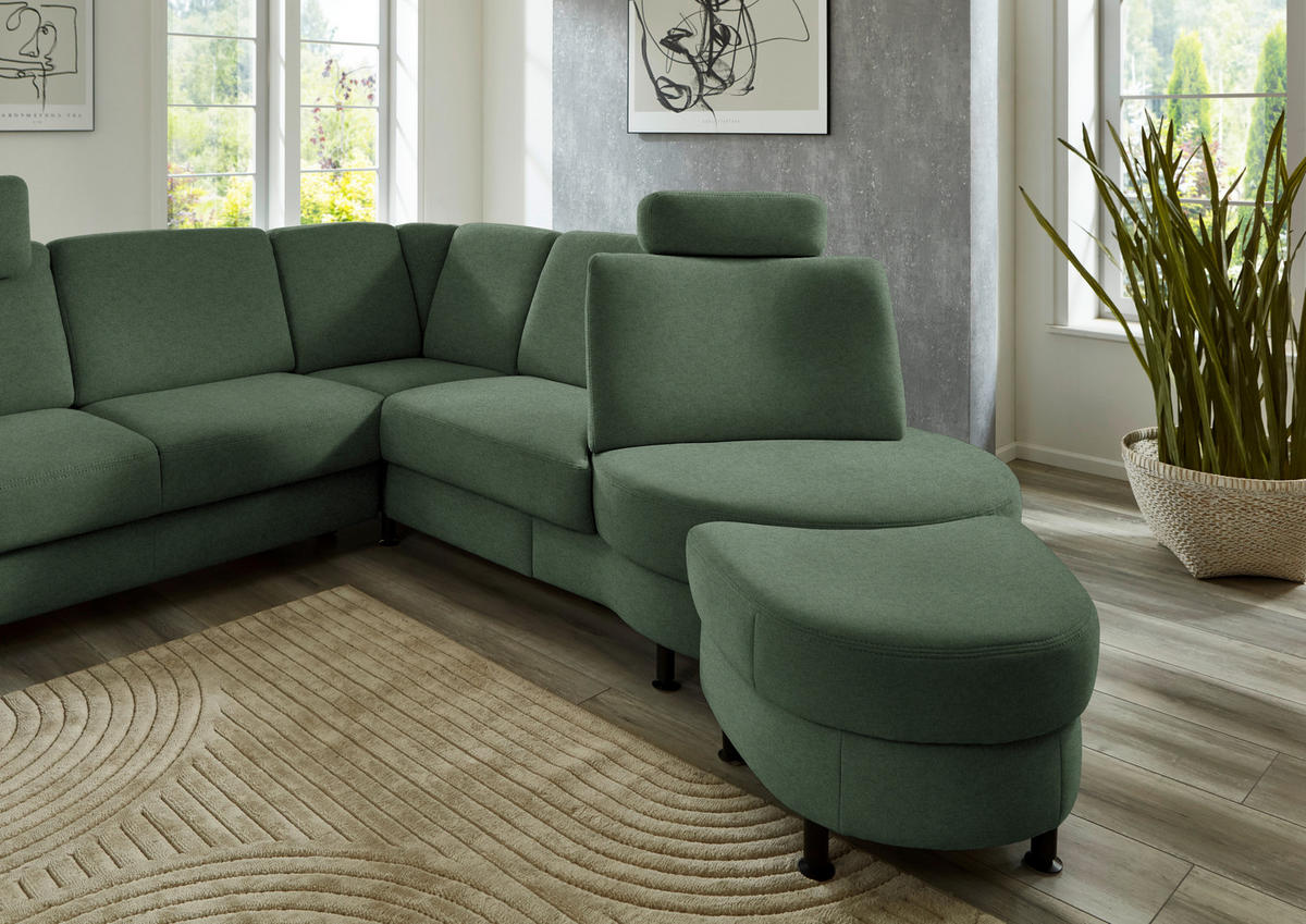 ECKSOFA  in Flachgewebe Waldgrün  248/252 cm  - Waldgrün/Schwarz, KONVENTIONELL, Textil/Metall (248/252cm) - Beldomo Comfort