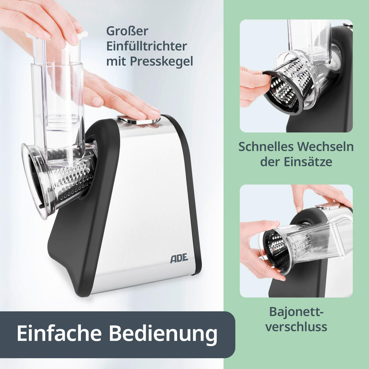ALLZWECKREIBE elektrische Reibe  - Schwarz, Basics, Kunststoff/Metall (20,5/15/28,3cm) - ADE