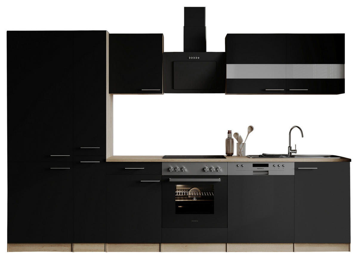 MODULKÖK UTAN VITVAROR 310 cm   i svart  - stålfärgad/svart, Basics, metall/trämaterial (310cm) - Respekta