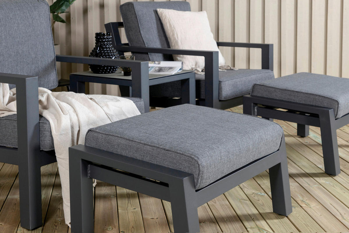 LOUNGEGRUPP aluminium  - grå/svart, Modern, metall/textil (75/77/87cm) - Gardenson