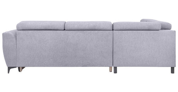 ECKSOFA Grau Velours Bettkasten, Schlaffunktion, Rücken echt, Kopfteilverstellung, Liegefläche im Originalstoff  - Schwarz/Grau, KONVENTIONELL, Textil/Metall (217/255cm) - Carryhome