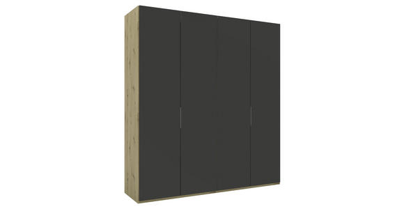 DREHTÜRENSCHRANK 200/223/62 cm 4-türig Eiche Artisan, Anthrazit - Anthrazit/Schwarz, KONVENTIONELL, Glas/Holzwerkstoff (200/223/62cm) - Novel