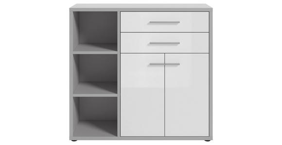 KOMMODE Texas  in 116,5/110/40 cm  - Hellgrau/Alufarben, MODERN, Glas/Holzwerkstoff (116,5/110/40cm) - Novel