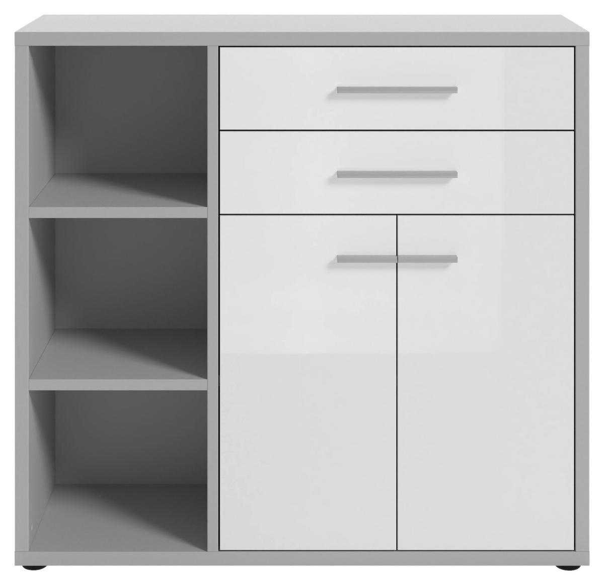 KOMMODE Texas  in 116,5/110/40 cm  - Hellgrau/Alufarben, MODERN, Glas/Holzwerkstoff (116,5/110/40cm)