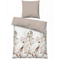 BETTWÄSCHE 155/220 cm  - Salbeigrün/Beige, Basics, Textil (155/220cm)