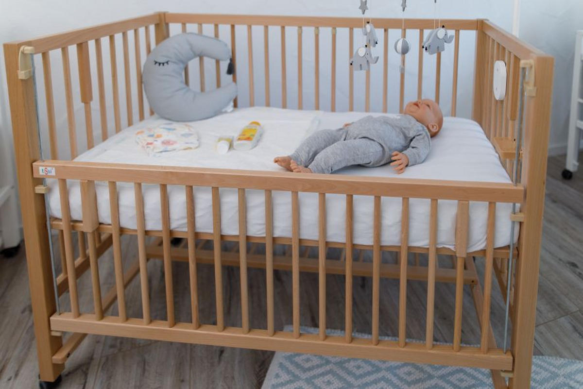 BEISTELLBETT Hajo   - Buchefarben, Basics, Holz (124/90/64cm) - tiSsi