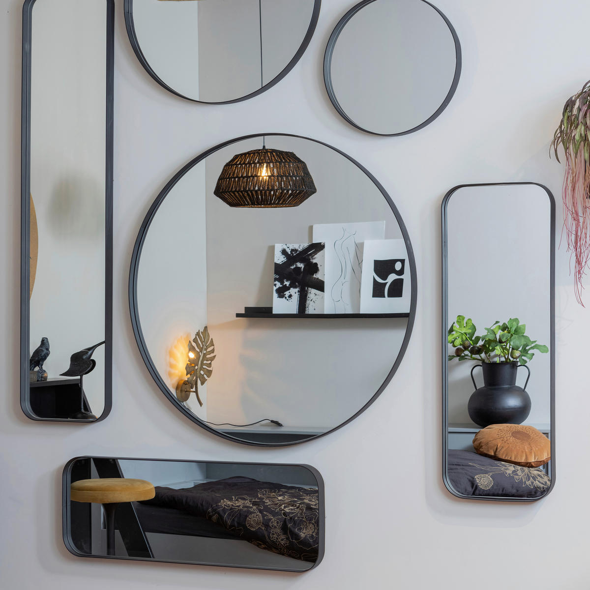 WANDSPIEGEL 40/170/5 cm    in rechteckig  - Schwarz, Basics, Glas/Metall (40/170/5cm) - Livetastic