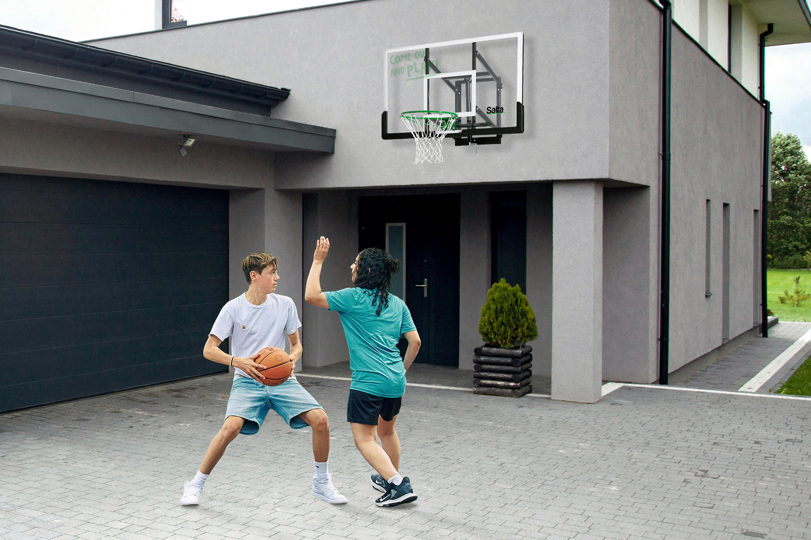 BASKETBALLSTÄNDER - Transparent/Schwarz, KONVENTIONELL, Kunststoff/Metall (83/204-254/130cm) - Salta