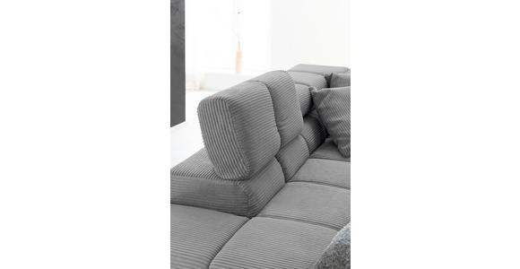 ECKSOFA inkl. Sitzvorzug in Cord Dunkelgrau  - Dunkelgrau/Schwarz, Design, Textil/Metall (216/321cm) - Hom`in