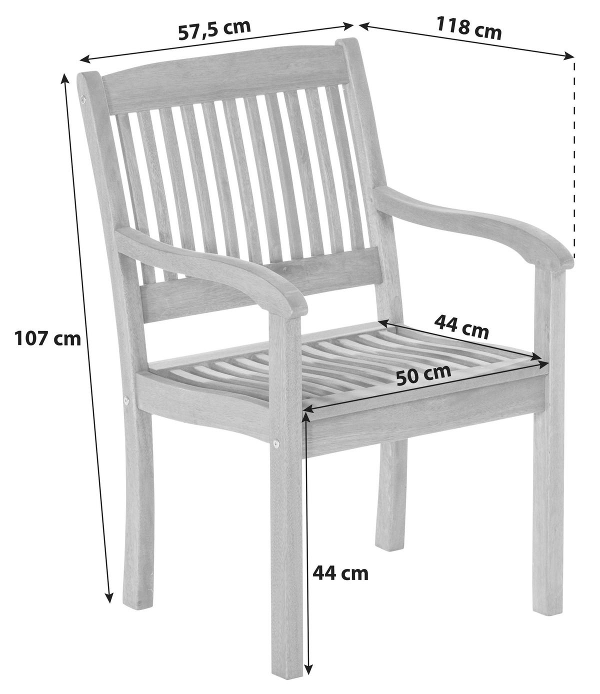GARTENSESSEL Holz Naturfarben  - Naturfarben, KONVENTIONELL, Holz (57,5/107/118cm) - Gardenson