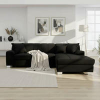 ECKSOFA CAPRI Schwarz Mikrofaser  - Chromfarben/Schwarz, KONVENTIONELL, Textil/Metall (239/152cm) - MID.YOU