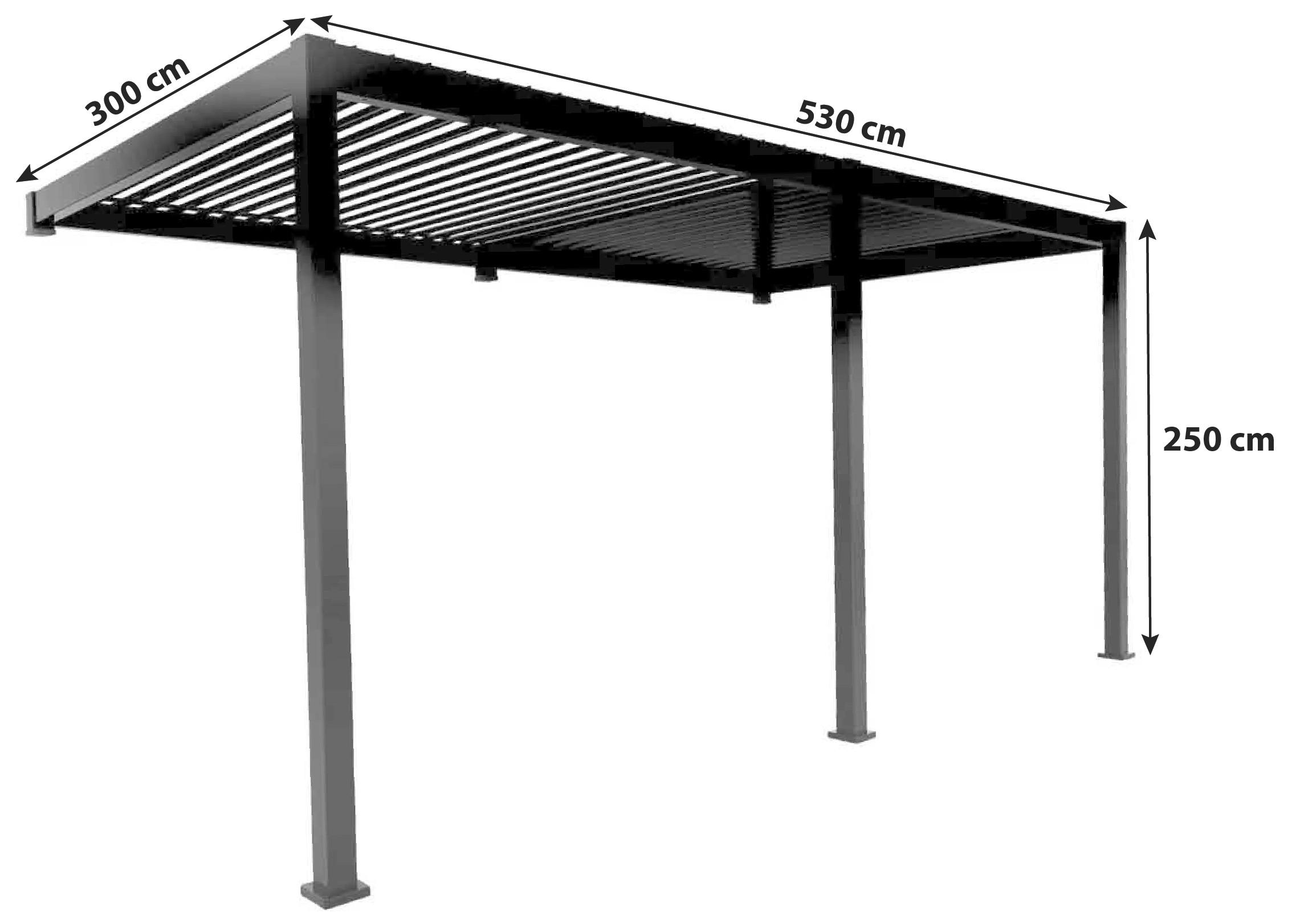 PERGOLA 530/250/300 cm Aluminium  - Anthrazit, MODERN, Metall (530/250/300cm) - Gardenson