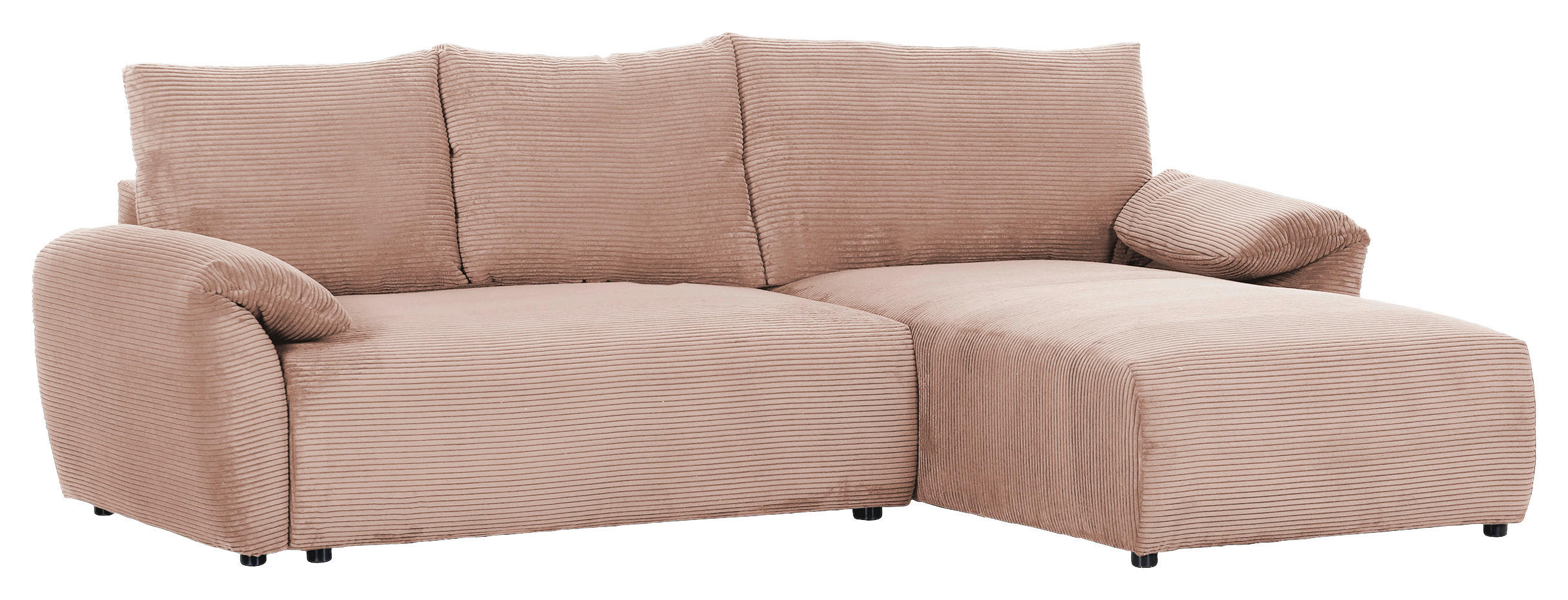 ECKSOFA Altrosa Cord  - Schwarz/Altrosa, KONVENTIONELL, Kunststoff/Textil (266/180cm) - Carryhome