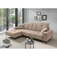 ECKSOFA NESTO Hellbraun Chenille Zierkissen, Kopfteilverstellung, Sitztiefenverstellung  - Hellbraun/Schwarz, Basics, Textil/Metall (187/292cm) - Livetastic