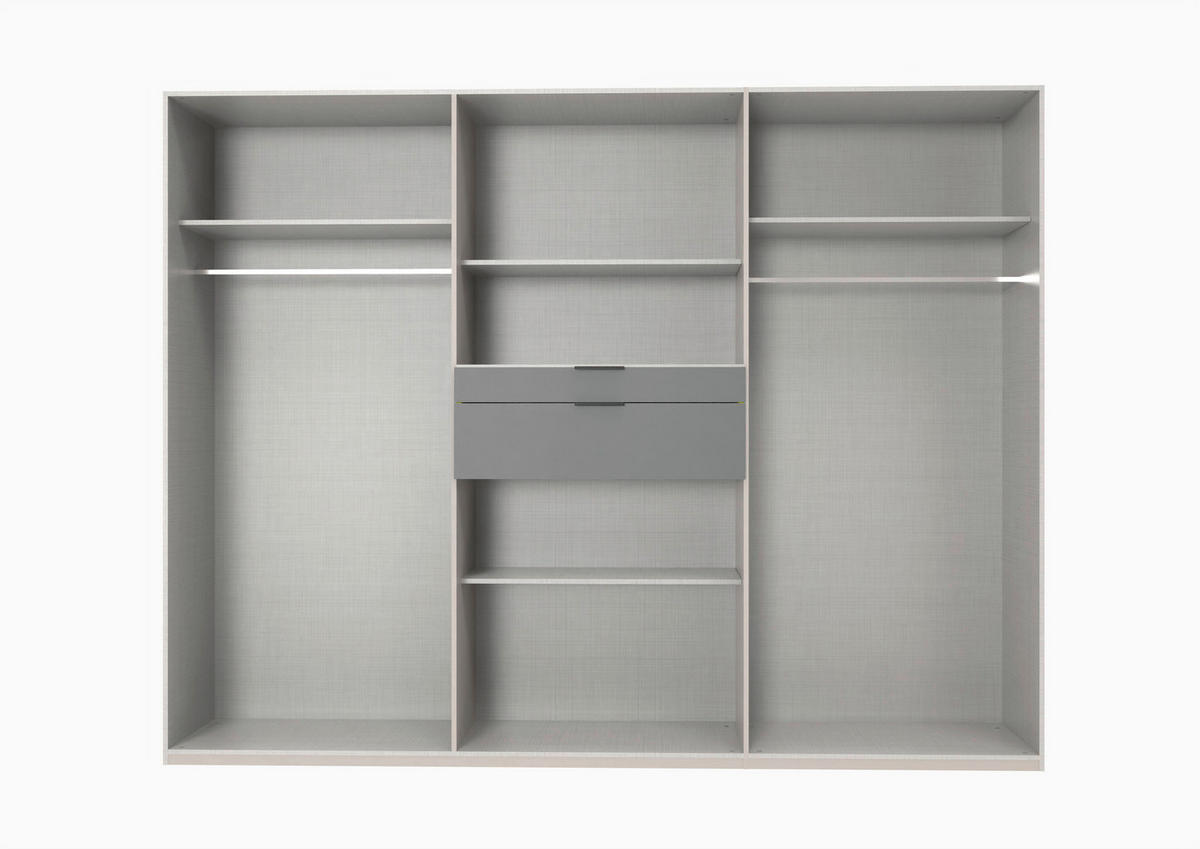 KLEIDERSCHRANK 270/208/58 cm,  in Graphitfarben, Grau, 8 Tür(en)-türig  - Schwarz/Graphitfarben, MODERN, Glas/Holzwerkstoff (270/208/58cm) - Boxxx
