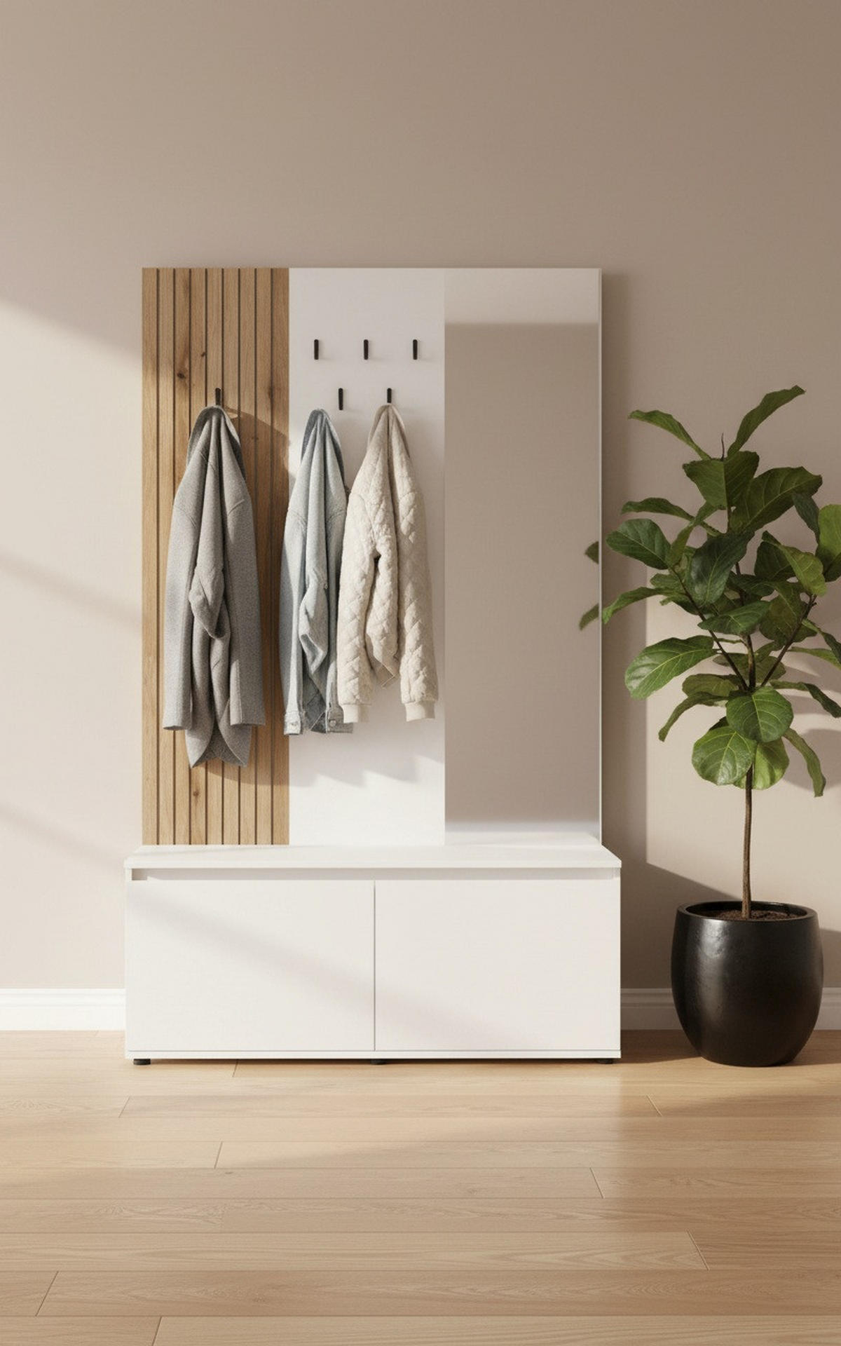 HALLMÖBEL  i 120/200/36,6 cm  - vit/ekfärgad, Klassisk, trämaterial (120/200/36,6cm) - Carryhome