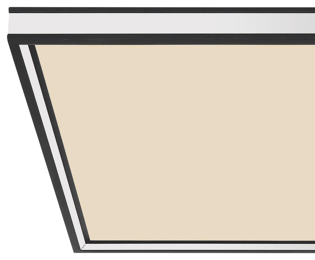 STROPNÉ LED SVIETIDLO, 45/45/8 cm - čierna/opálová, Basics, kov/plast (45/45/8cm)
