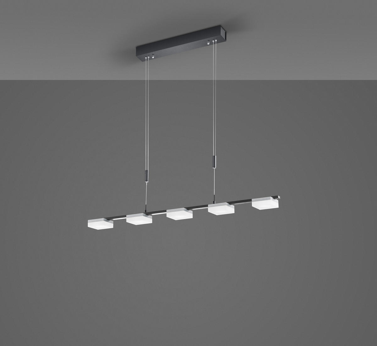 LED-HÄNGELEUCHTE  84/95-160 cm   - Schwarz/Alufarben, Design, Metall (84/95-160cm) - BOPP