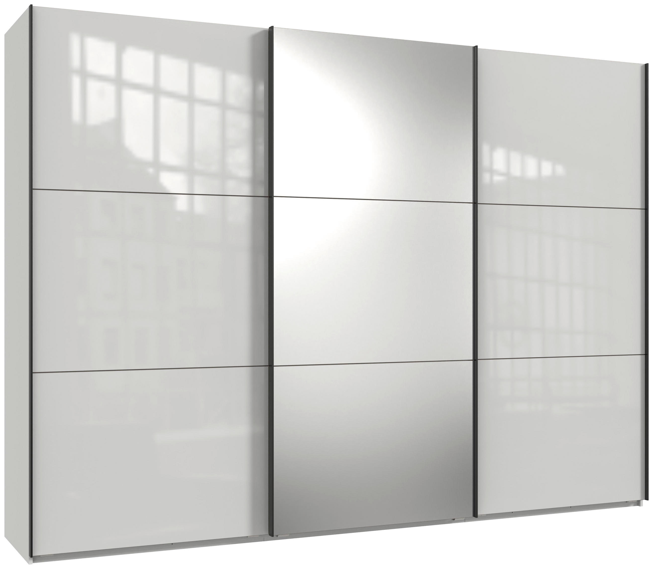 SCHWEBETÜRENSCHRANK in Weiss  - Weiss/Schwarz, Konventionell, Glas/Holzwerkstoff (300/216/65cm) - Stylife