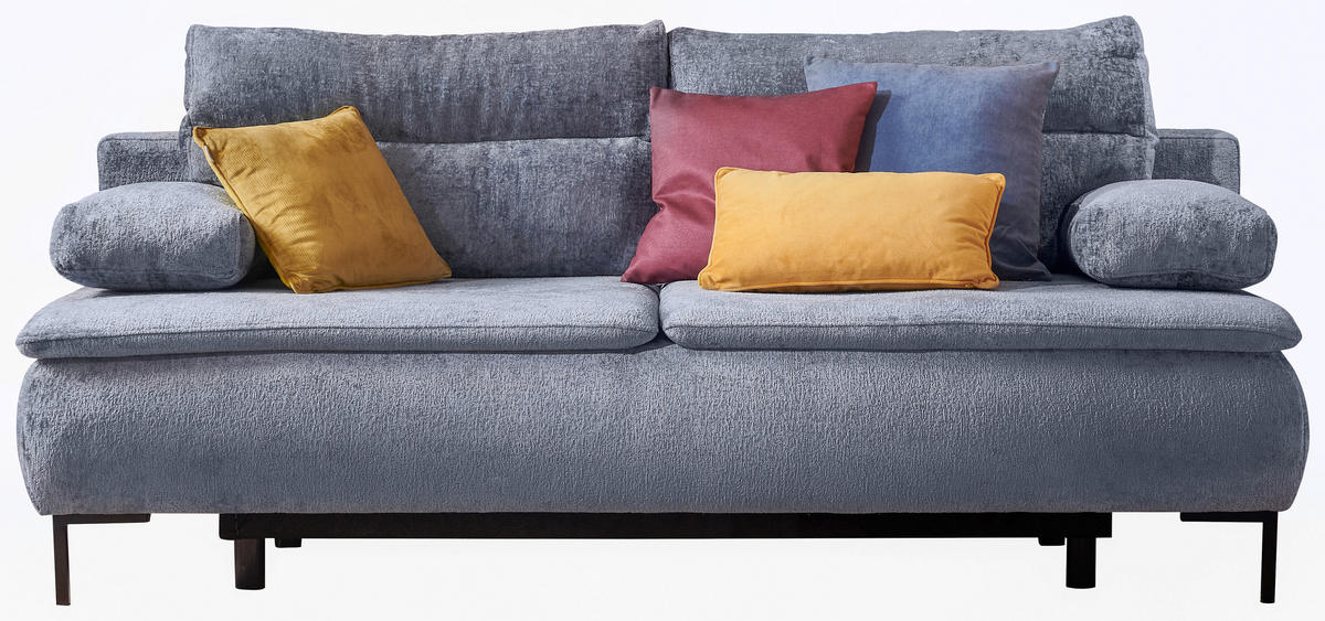 BOXSPRINGSOFA  mit Stoffauswahl Webstoff Blau  - Blau/Schwarz, Design, Textil/Metall (202/93/100cm) - Novel