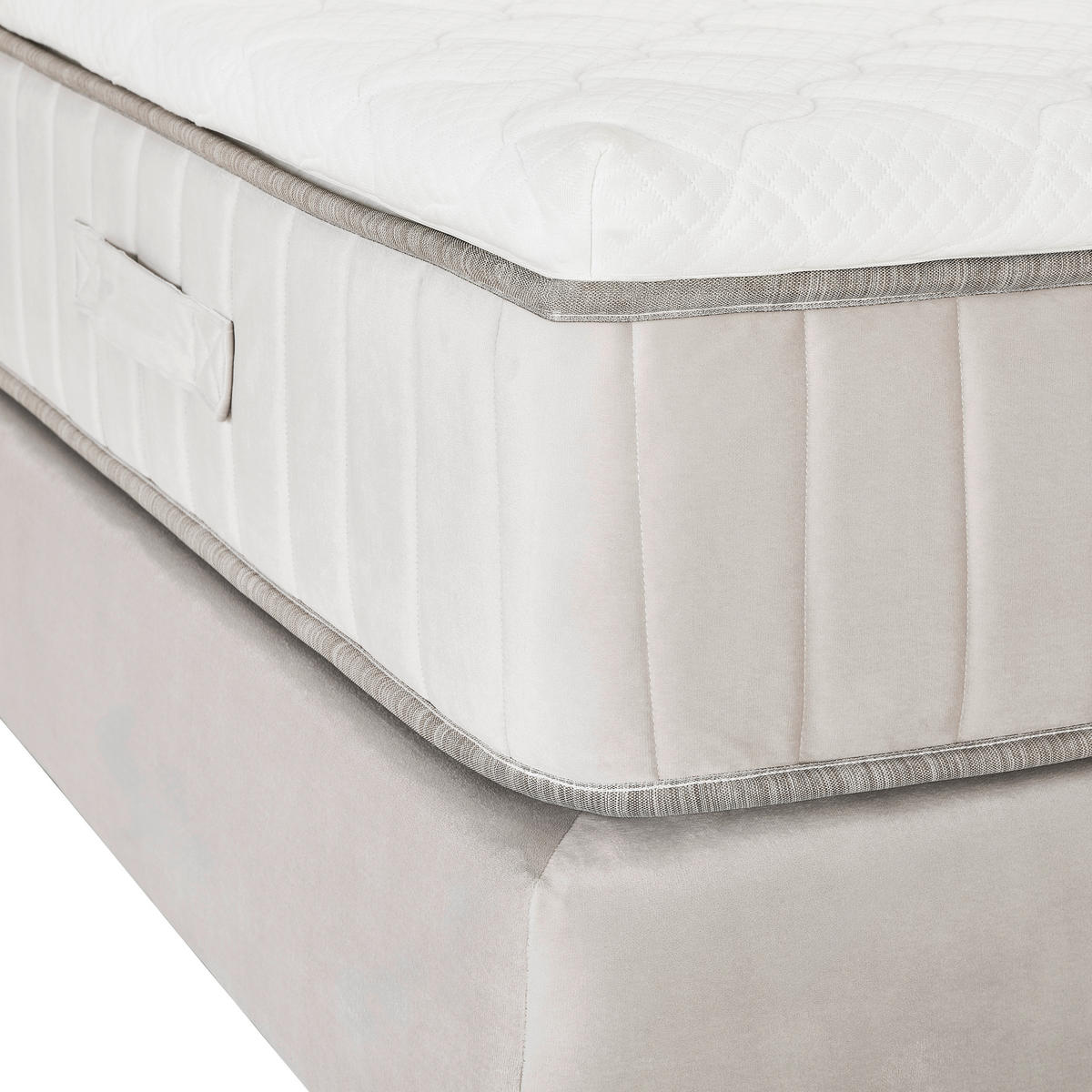 BOXSPRINGBETT 180/200 cm,  in Beige, Matratze, Topper, H3 = fest  - Beige/Schwarz, Design, Textil/Metall (180/200cm) - Esposa