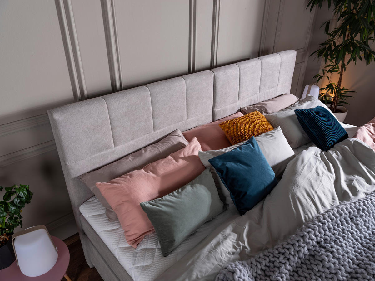 BOXSPRINGBETT 240/200 cm  in Beige  - Wengefarben/Beige, Trend, Holz/Textil (240/200cm) - Esposa