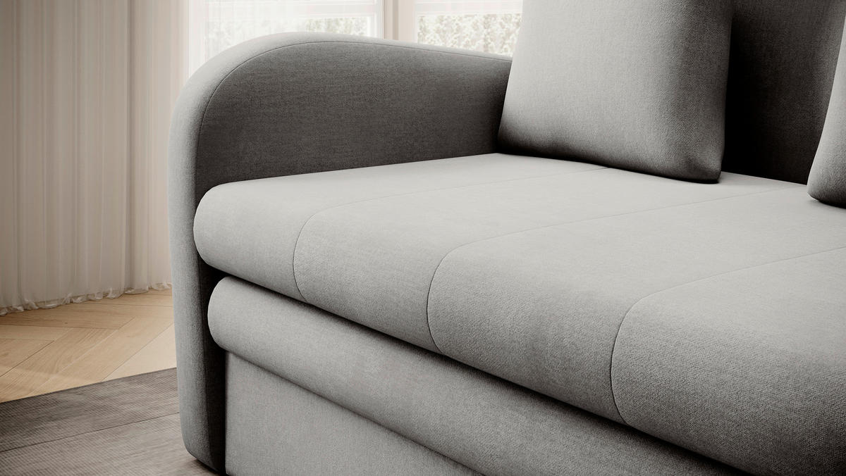 SCHLAFSOFA in Samt Hellgrau  - Hellgrau/Schwarz, Design, Kunststoff/Textil (244/97/97cm) - MID.YOU
