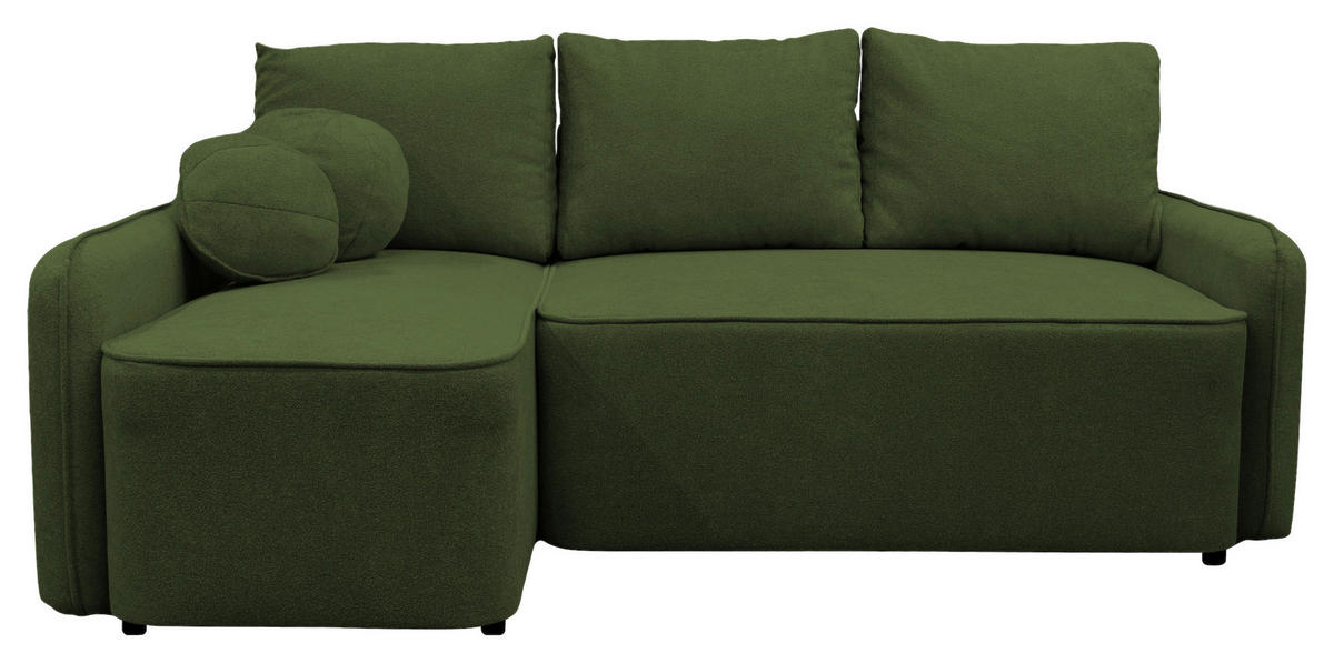 ECKSOFA Grün Struktur, Bouclé  - Schwarz/Grün, Design, Kunststoff/Textil (143/209cm) - MID.YOU