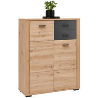 KOMMODE 96,3/121,3/38 cm Eiche Artisan, Anthrazit  - Anthrazit/Eiche Artisan, Konventionell, Holzwerkstoff/Kunststoff (96,3/121,3/38cm) - Xora