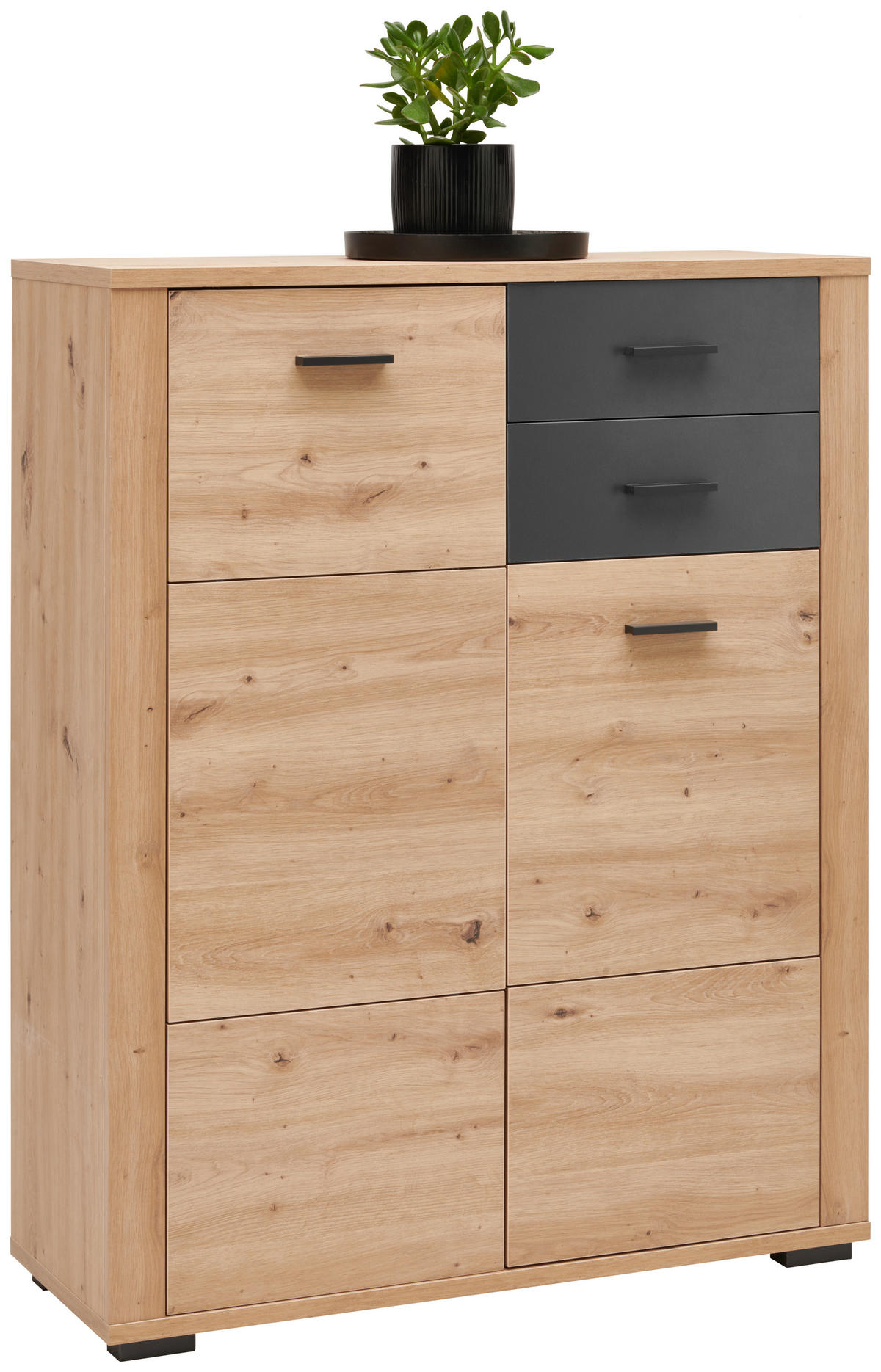 KOMMODE 96,3/121,3/38 cm Eiche Artisan, Anthrazit  - Anthrazit/Eiche Artisan, Konventionell, Holzwerkstoff/Kunststoff (96,3/121,3/38cm) - Xora