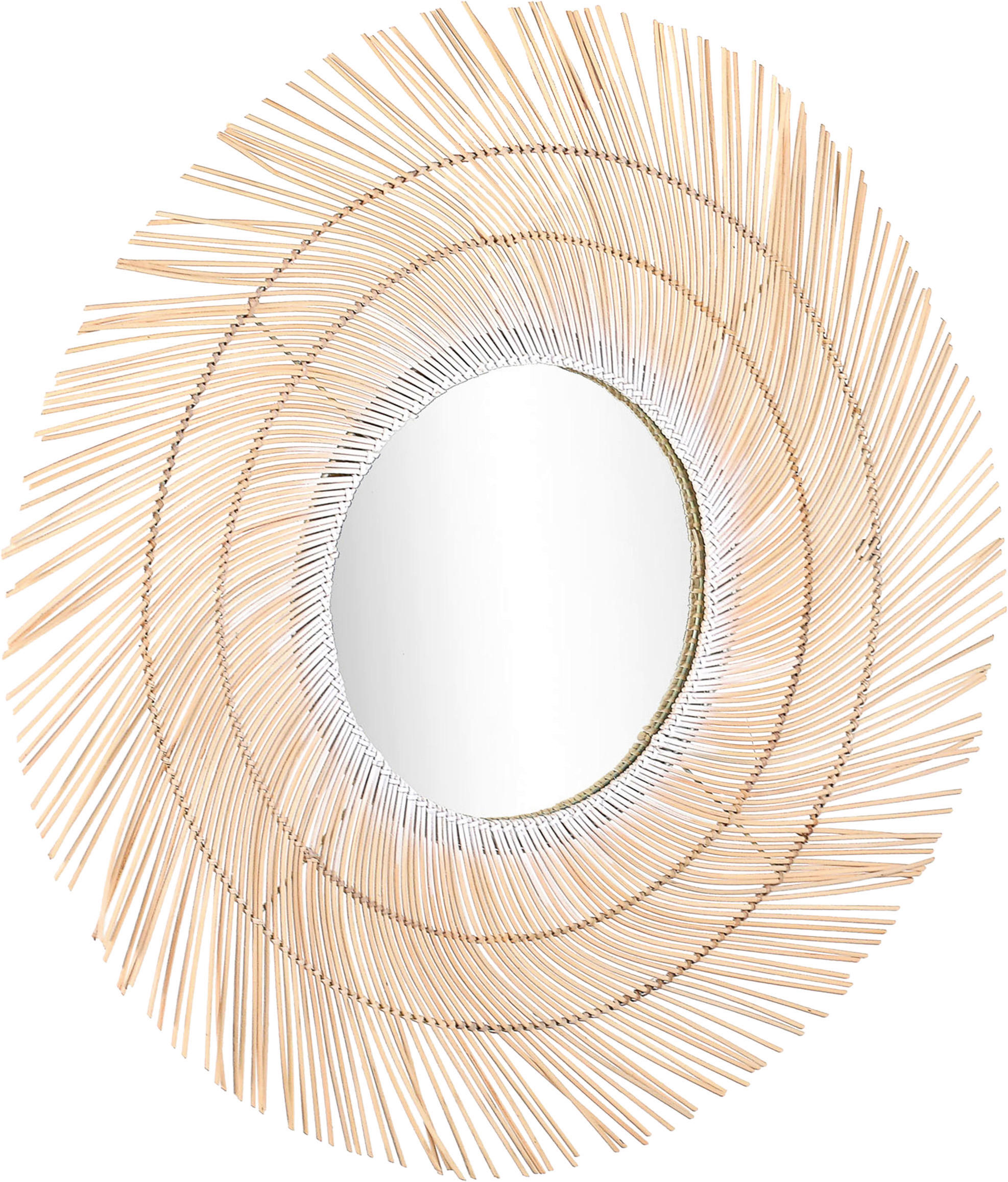 SPIEGEL Rattan Naturfarben - Naturfarben, Trend, Glas/Holz (80/2cm)