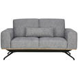 2-SITZER-SOFA in Struktur Grau  - Schwarz/Grau, Design, Holz/Textil (166/85-104/95cm) - Novel