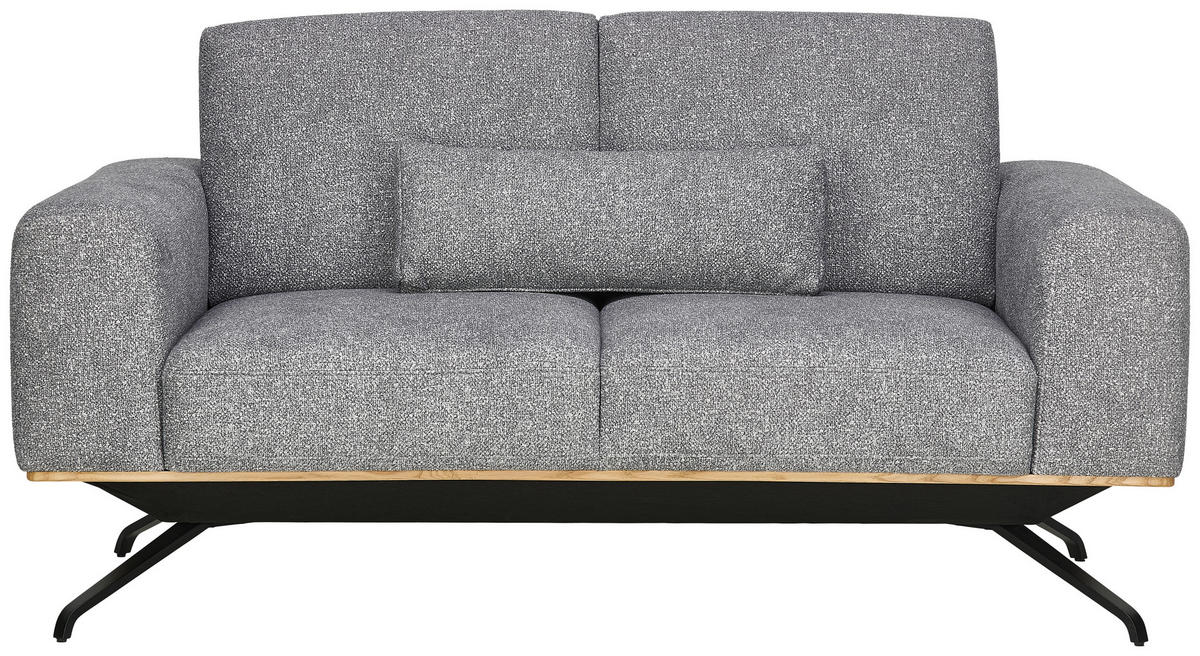 2-SITZER-SOFA in Struktur Grau  - Schwarz/Grau, Design, Holz/Textil (166/85-104/95cm) - Novel