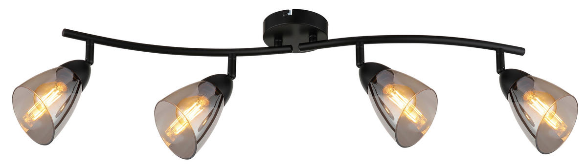 STRAHLER Paula 70/10/21 cm  - Schwarz/Grau, Design, Glas/Metall (70/10/21cm) - Globo