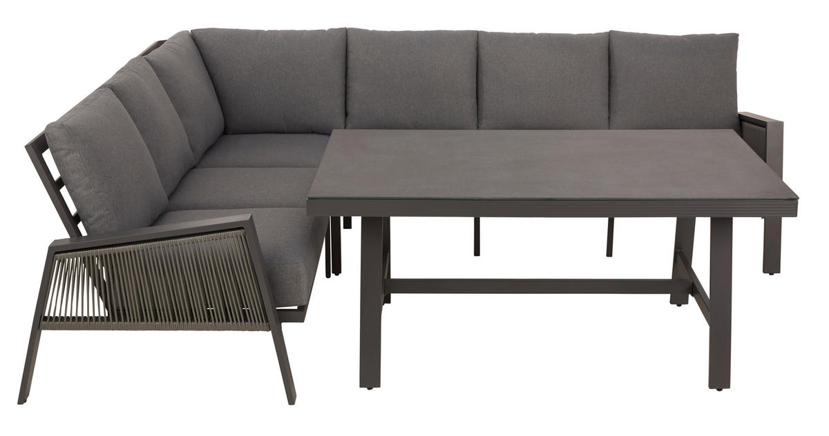 LOUNGEGARNITUR 219/279 cm Aluminium  - Anthrazit/Grau, Design, Glas/Textil (219/279cm) - Amatio