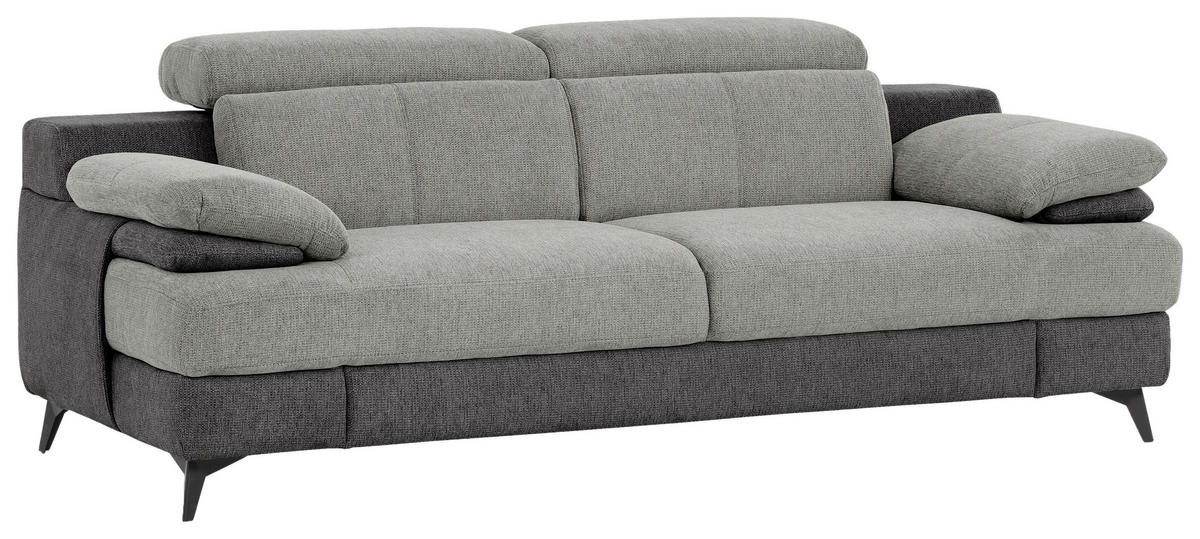 2-SITZER-SOFA Chenille Hellgrau, Dunkelgrau  - Dunkelgrau/Hellgrau, Design, Textil/Metall (205/80/104cm) - Livetastic