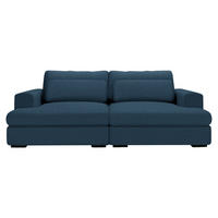 BIGSOFA Chenille Blau  - Blau/Schwarz, Design, Textil (218/80/158cm) - Lomoco