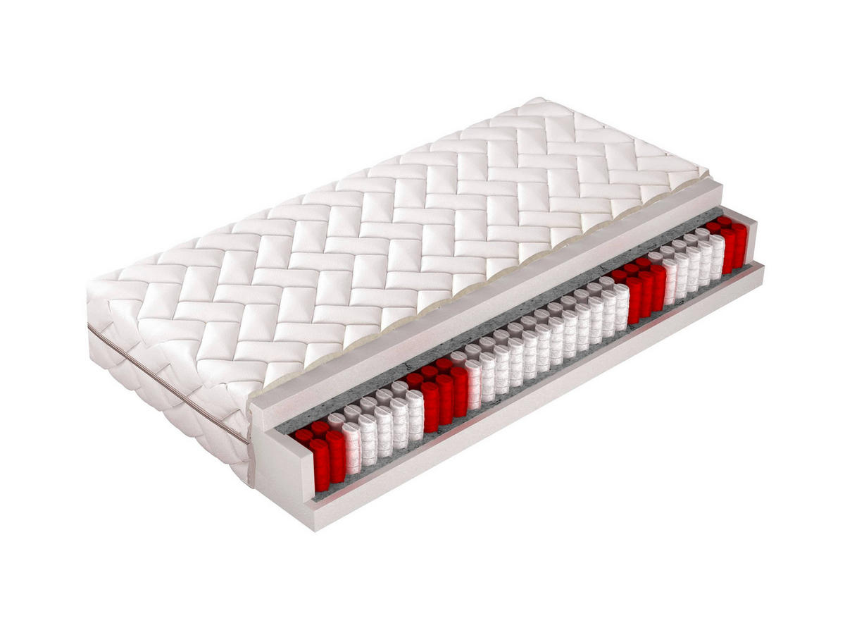 TASCHENFEDERKERNMATRATZE 90/200 cm Höhe ca. 24 cm 7 -Zonen - Weiß, Basics, Textil (90/200cm) - Xora
