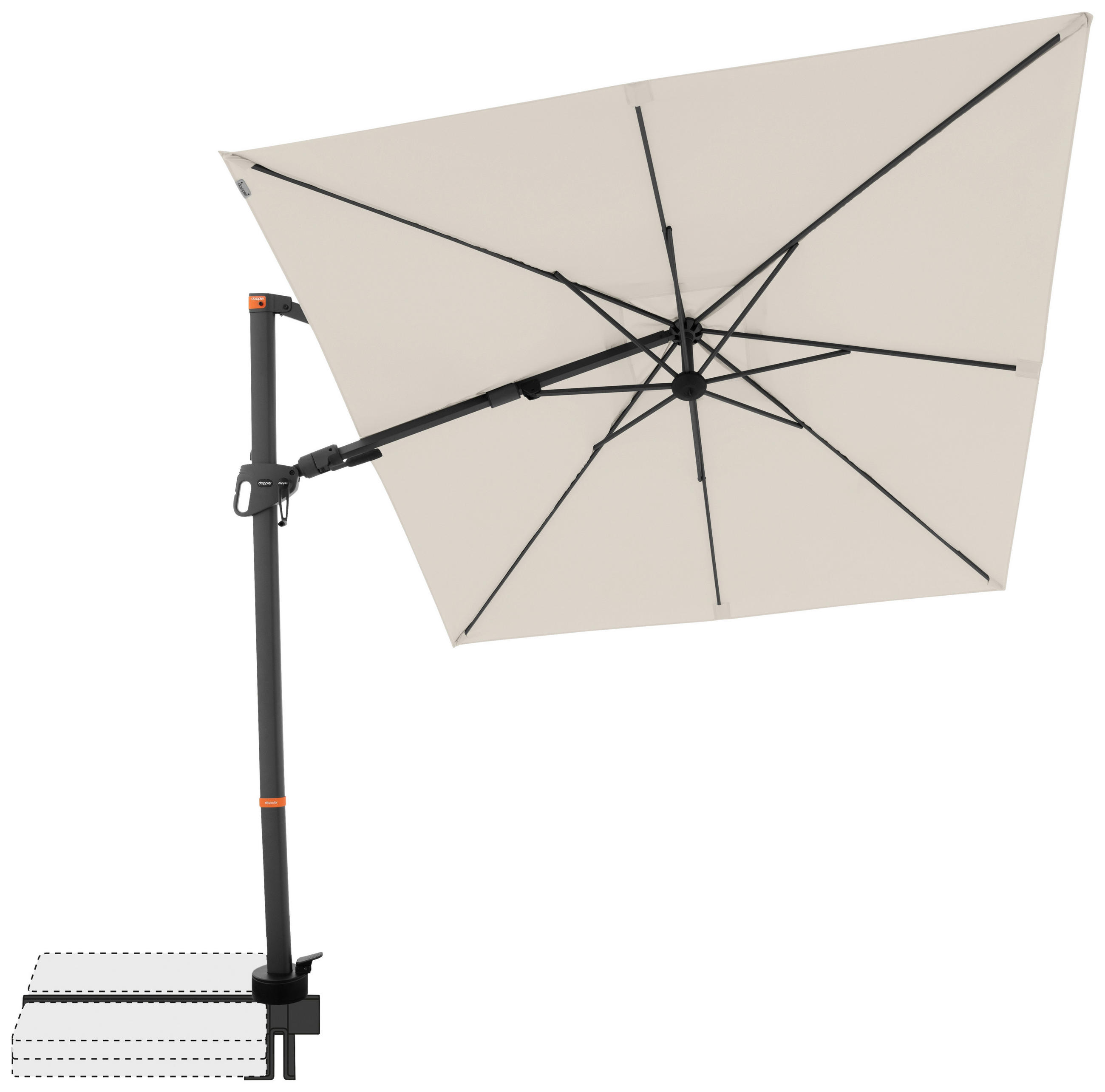 AMPELSCHIRM 210x210 cm  - Anthrazit/Naturfarben, Basics, Textil/Metall (210/210cm) - Doppler